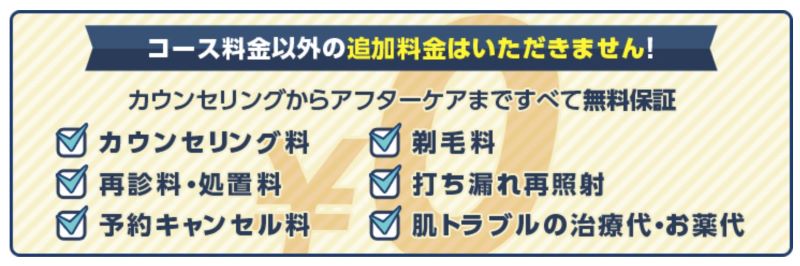 メンズリゼは追加料金を取らないと公式ページにも記載されている